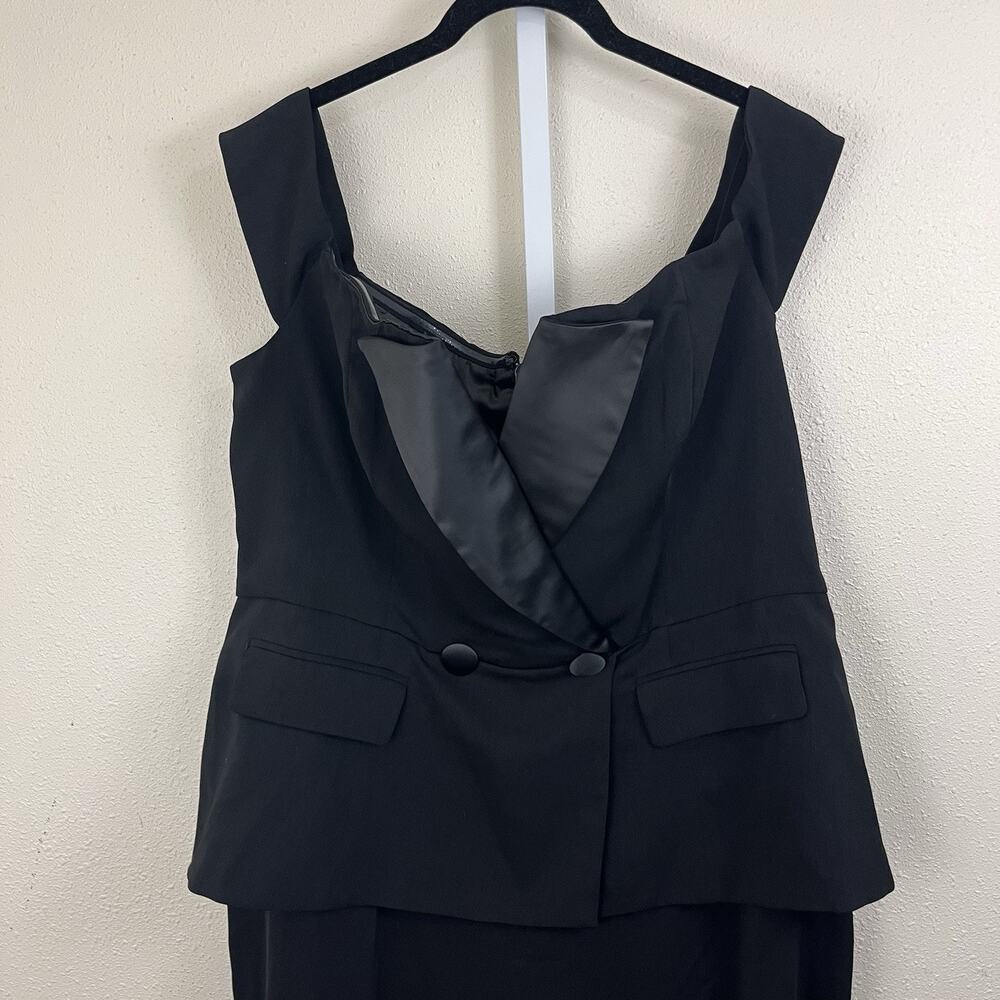 City Chic Sexy Tux Jumpsuit Womens Plus Size 18 Off The Shoulder Black Menswear - Picture 5 of 7